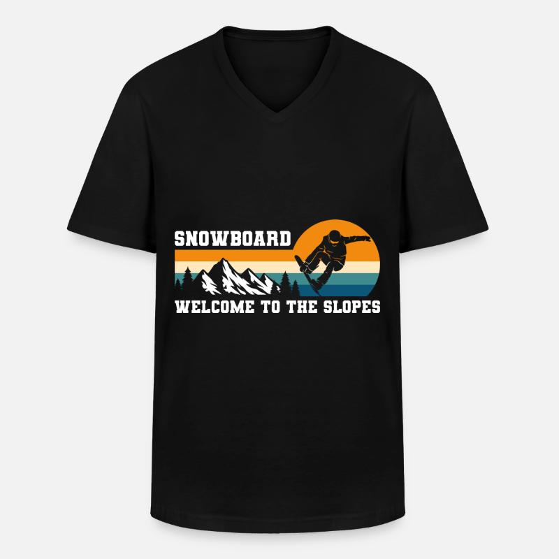 Snowboarder Schnee Piste - Männer-T-Shirt mit V-Ausschnitt - Schwarz