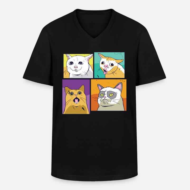 Meme Katzen - Männer-T-Shirt mit V-Ausschnitt - Schwarz