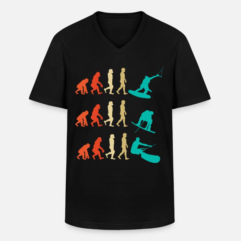 Wakeboarding Evolution Geschenk - Männer-T-Shirt mit V-Ausschnitt - Schwarz