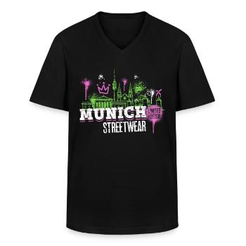 München Munich Skyline Stadt Deutschland Graffiti - Männer-T-Shirt mit V-Ausschnitt - Schwarz - Vorne - AI Model Male 178 dark (178cm)