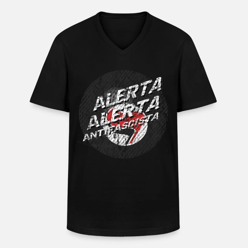 antifa billiard alerta alerta - Männer-T-Shirt mit V-Ausschnitt - Schwarz