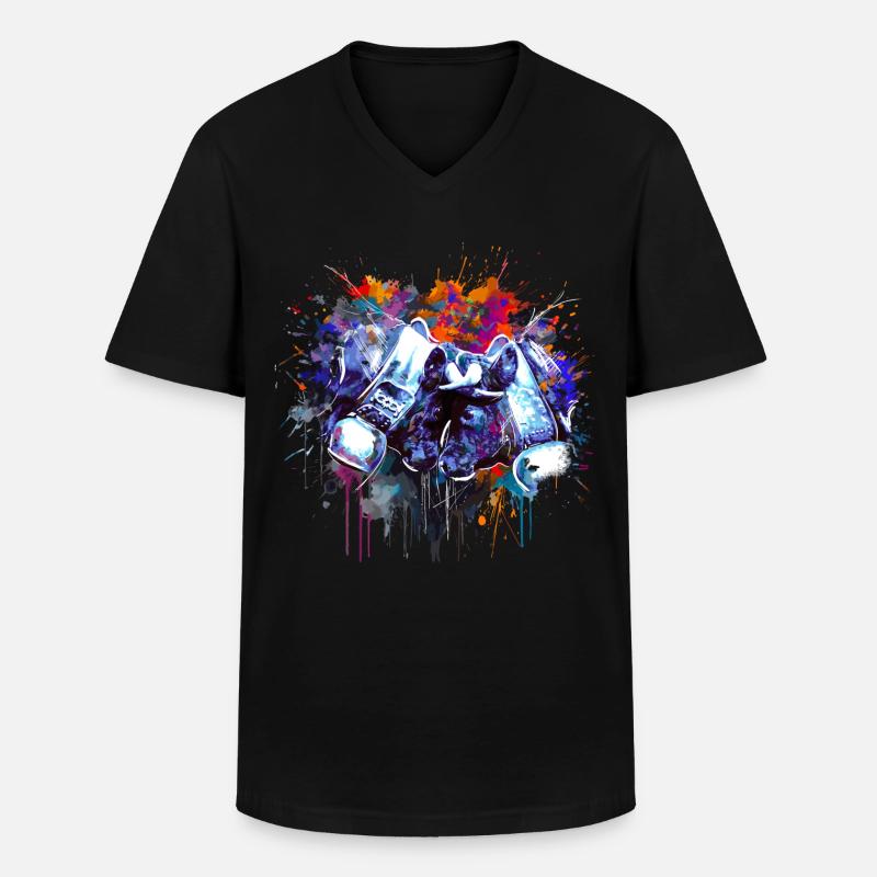Kampfkuh, Schweizer Walliser Herdenskuh - Männer-T-Shirt mit V-Ausschnitt - Schwarz