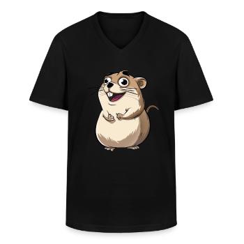 Cute Excited Cartoon Meerkat - Men's V-Neck T-Shirt - black - Front - AI Model Male 178 dark (178cm)