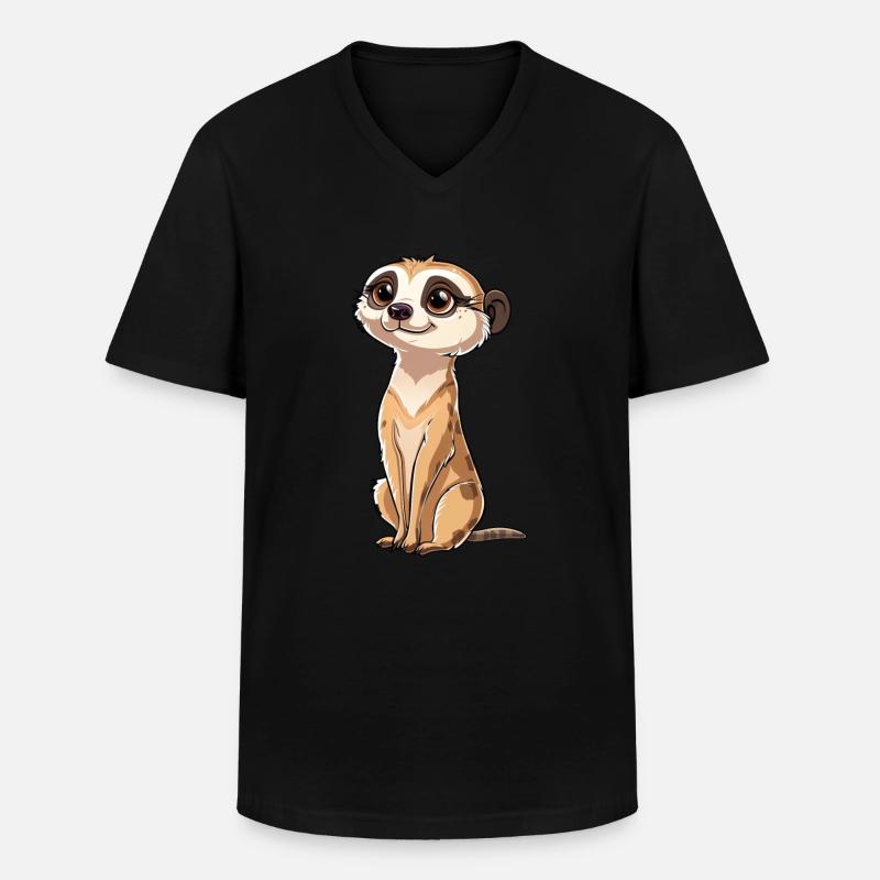 Verspielter Erdmännchen Blick - Männer-T-Shirt mit V-Ausschnitt - Schwarz