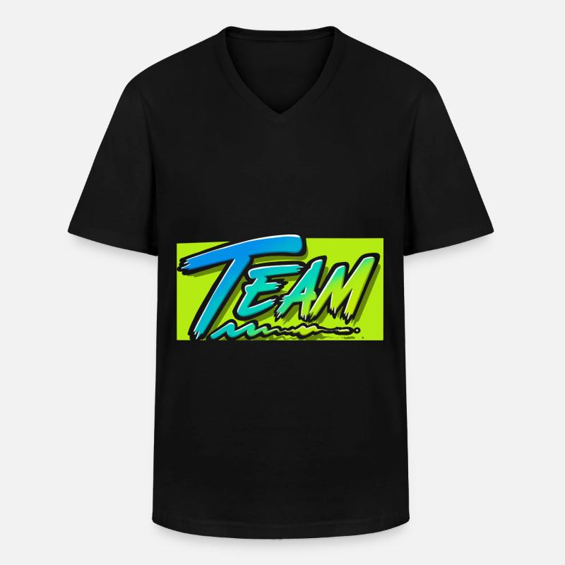 Team - Männer-T-Shirt mit V-Ausschnitt - Schwarz