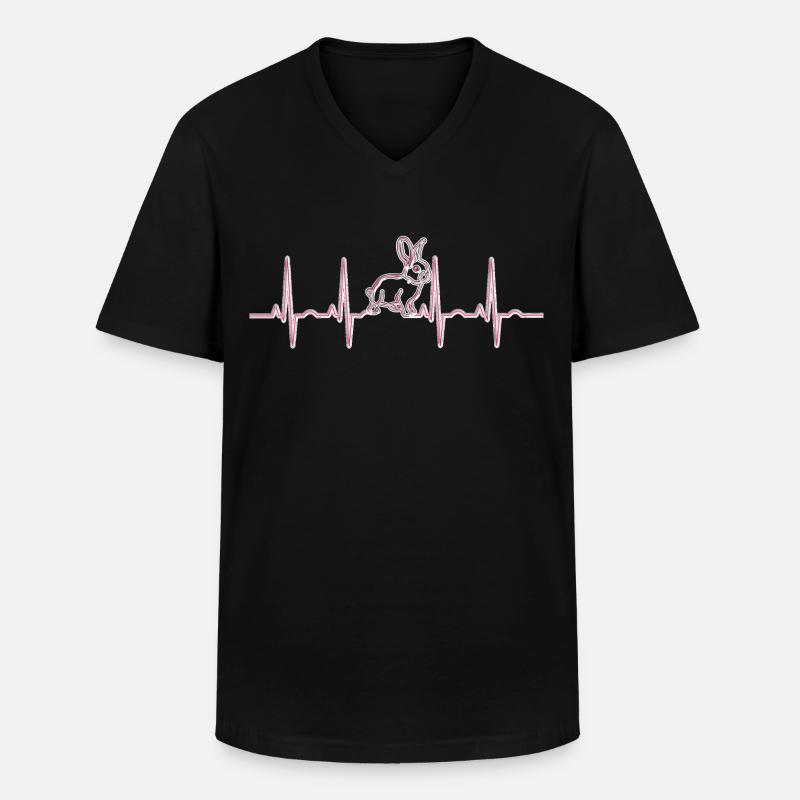 Hase Herzfrequenz - Männer-T-Shirt mit V-Ausschnitt - Schwarz
