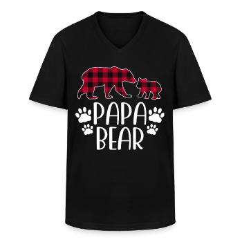 Papa Bear - Männer-T-Shirt mit V-Ausschnitt - Schwarz - Vorne - AI Model Male 178 dark (178cm)