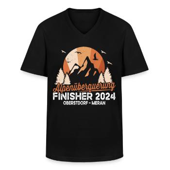 Alpenüberquerung 2024 Oberstdorf Meran - Männer-T-Shirt mit V-Ausschnitt - Schwarz - Vorne - AI Model Male 178 dark (178cm)