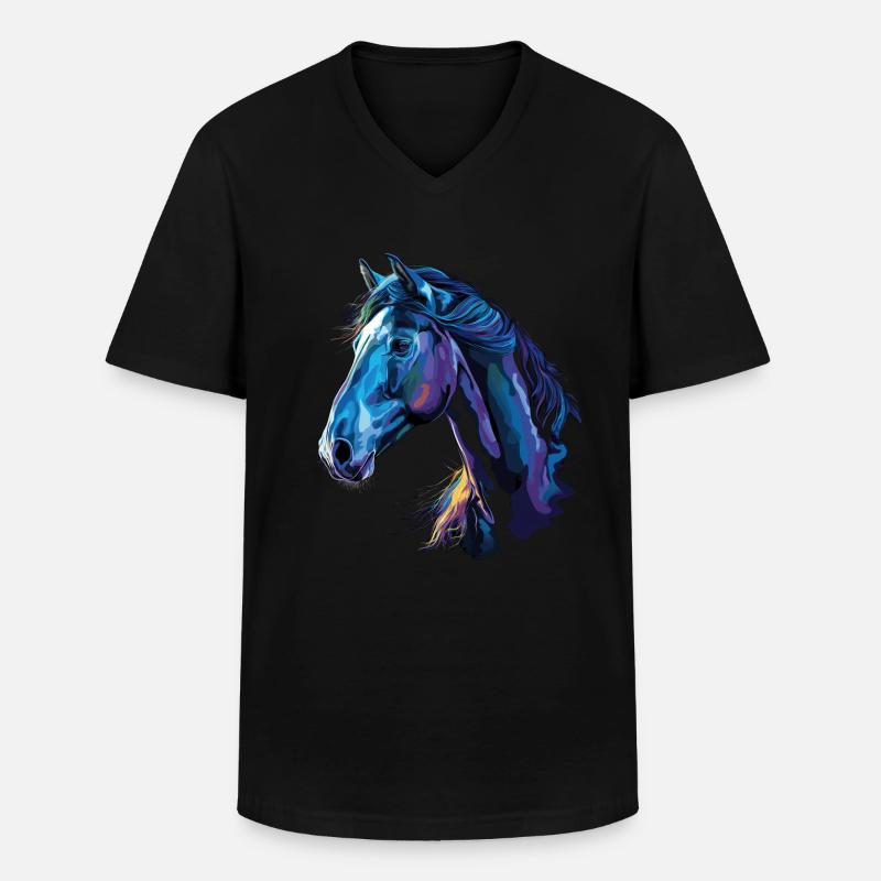 Pferd auf schwarzem Hintergrund - Männer-T-Shirt mit V-Ausschnitt - Schwarz