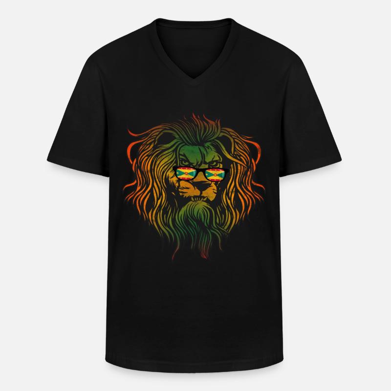 Grenada - Männer-T-Shirt mit V-Ausschnitt - Schwarz