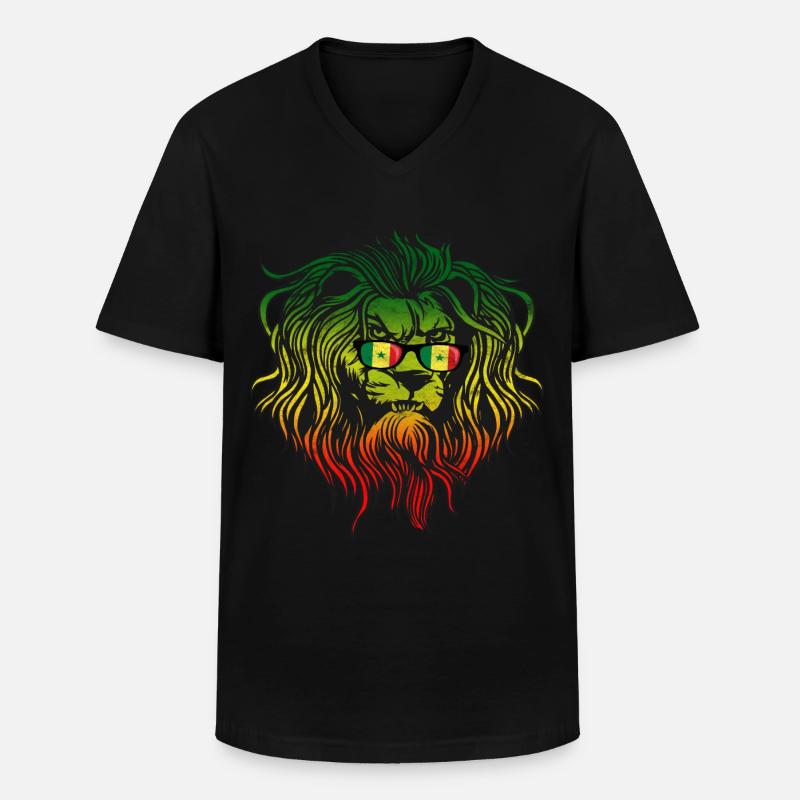 Senegal - Männer-T-Shirt mit V-Ausschnitt - Schwarz