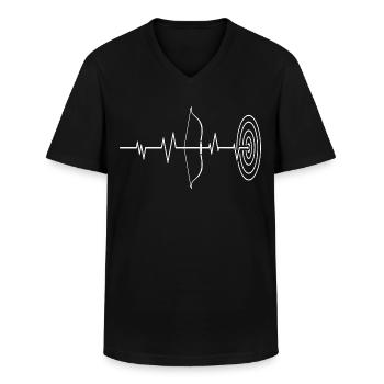 Grab This Eye-Catching Shirt "Heartbeat EKG - Men's V-Neck T-Shirt - black - Front - AI Model Male 178 dark (178cm)