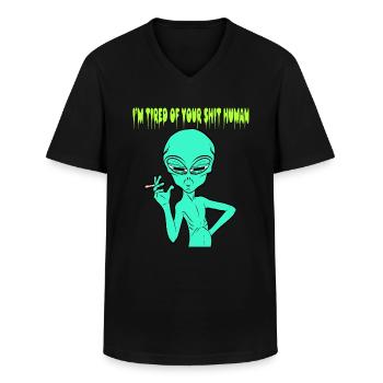 I'm Tired Of Your Shit Human T-shirt Design - Männer-T-Shirt mit V-Ausschnitt - Schwarz - Vorne - AI Model Male 178 dark (178cm)