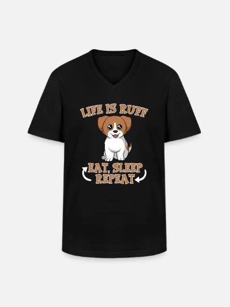 Dierenhond ontwerp voor pooteigenaren Het leven is ruff eten - Klassiek mannen T-shirt met V-hals - zwart
