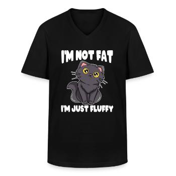 Meow Persian Overweight Obese Large Big I'm Not - Men's V-Neck T-Shirt - black - Front - AI Model Male 178 dark (178cm)