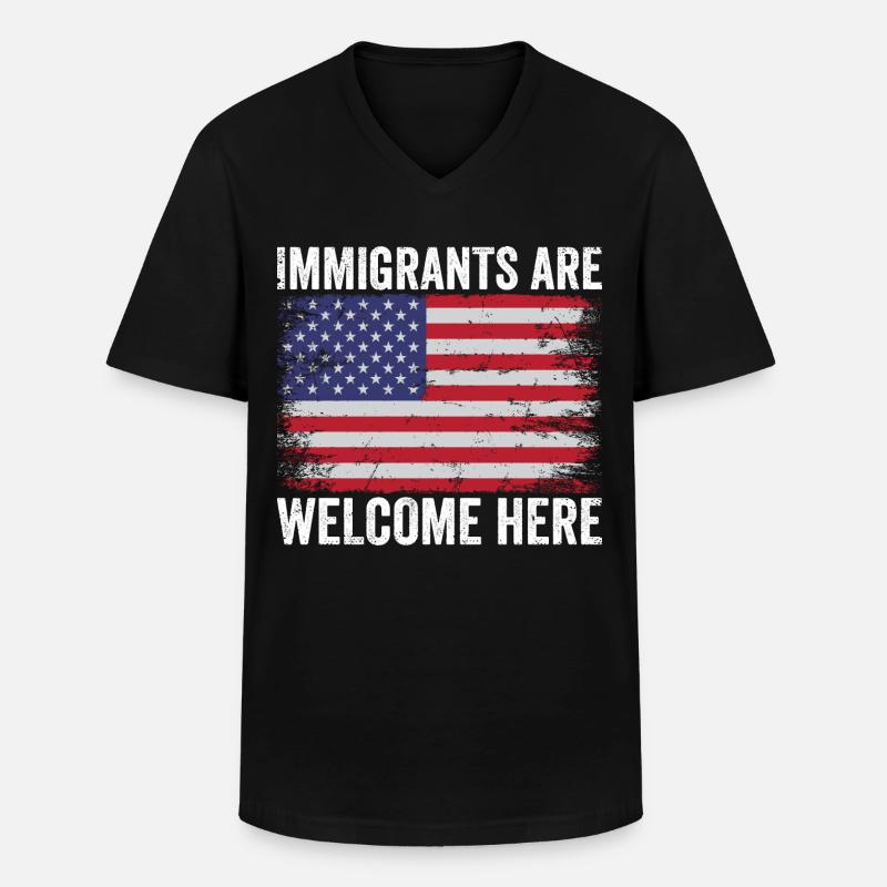 Einwanderer Sind Willkommen Einwanderungsliebhaber - Männer-T-Shirt mit V-Ausschnitt - Schwarz