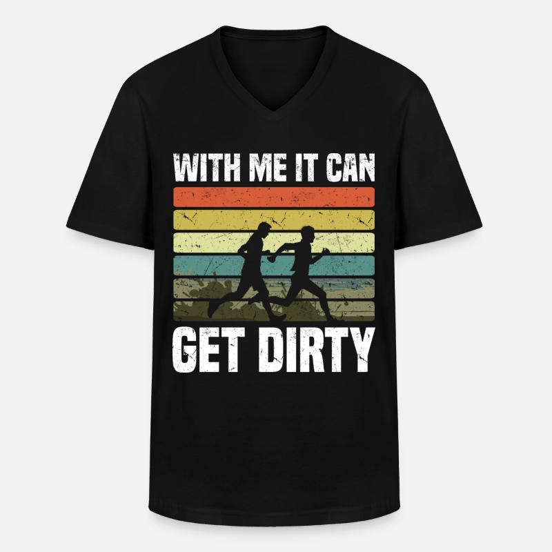 Mud Run Team - Männer-T-Shirt mit V-Ausschnitt - Schwarz