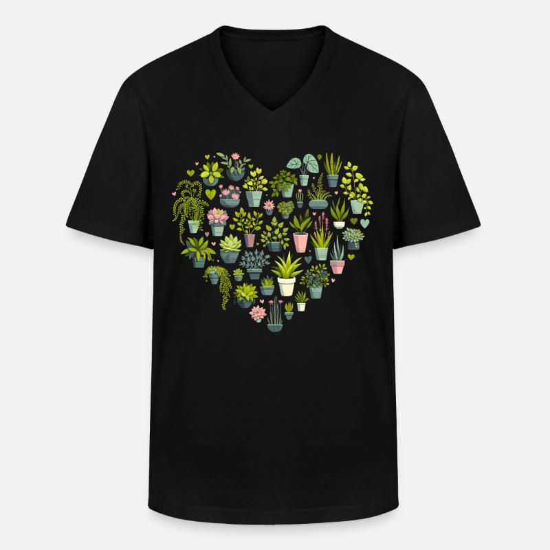 Pflanzenherz - Männer-T-Shirt mit V-Ausschnitt - Schwarz