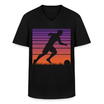 Joueurs de football - T-shirt col V Homme - noir - Devant - AI Model Male 178 dark (178cm)