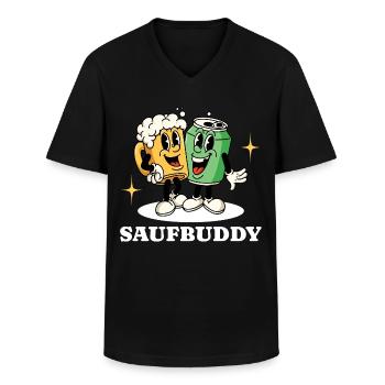 Saufbuddy Sauf Brüder Saufen Party Bier - Männer-T-Shirt mit V-Ausschnitt - Schwarz - Vorne - AI Model Male 178 dark (178cm)