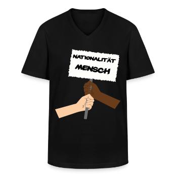 Antifaschismus Nationalität Mensch Antirassismus - Männer-T-Shirt mit V-Ausschnitt - Schwarz - Vorne - AI Model Male 178 dark (178cm)