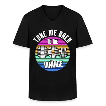 Leben in den Achtzigern - Männer-T-Shirt mit V-Ausschnitt - Schwarz - Vorne - AI Model Male 178 dark (178cm)