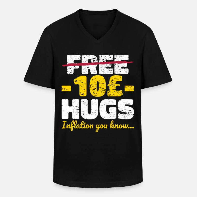 Inflation free hugs Spruch - Männer-T-Shirt mit V-Ausschnitt - Schwarz