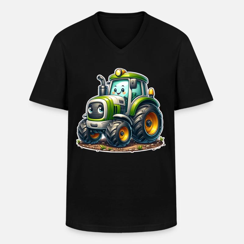 Traktor - Männer-T-Shirt mit V-Ausschnitt - Schwarz