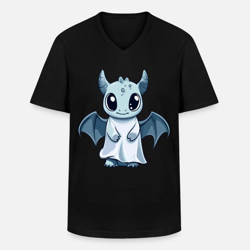 Drache Halloween Comic Geist - Männer-T-Shirt mit V-Ausschnitt - Schwarz