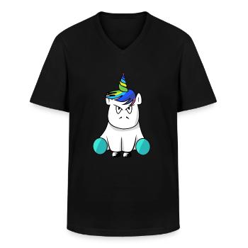 Unicorn unicorn angry - Men's V-Neck T-Shirt - black - Front - AI Model Male 178 dark (178cm)