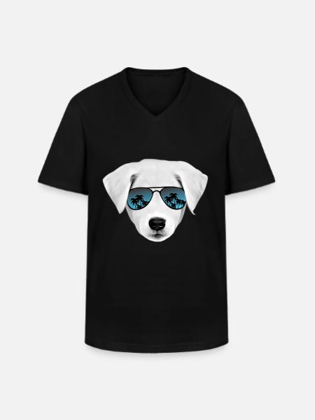 Chien « Cool » - T-shirt col V Homme - noir
