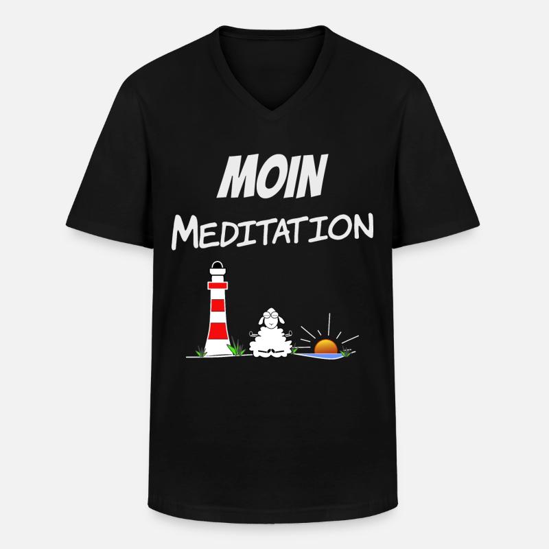 Moin Meditation - Männer-T-Shirt mit V-Ausschnitt - Schwarz