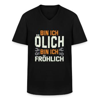 Ölich aber Fröhlich KFZ Mechaniker Schrauber - Männer-T-Shirt mit V-Ausschnitt - Schwarz - Vorne - AI Model Male 178 dark (178cm)