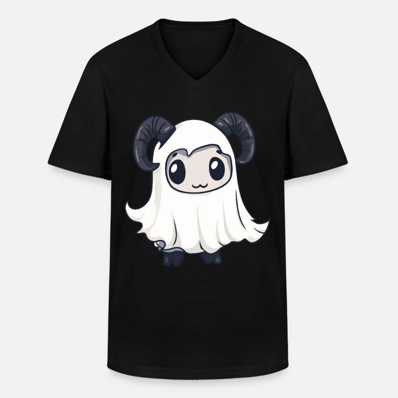 Bergziege Halloween Comic Geist - Männer-T-Shirt mit V-Ausschnitt - Schwarz