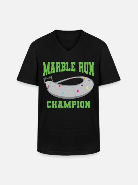 MARBLE RUN - Men's V-Neck T-Shirt - black