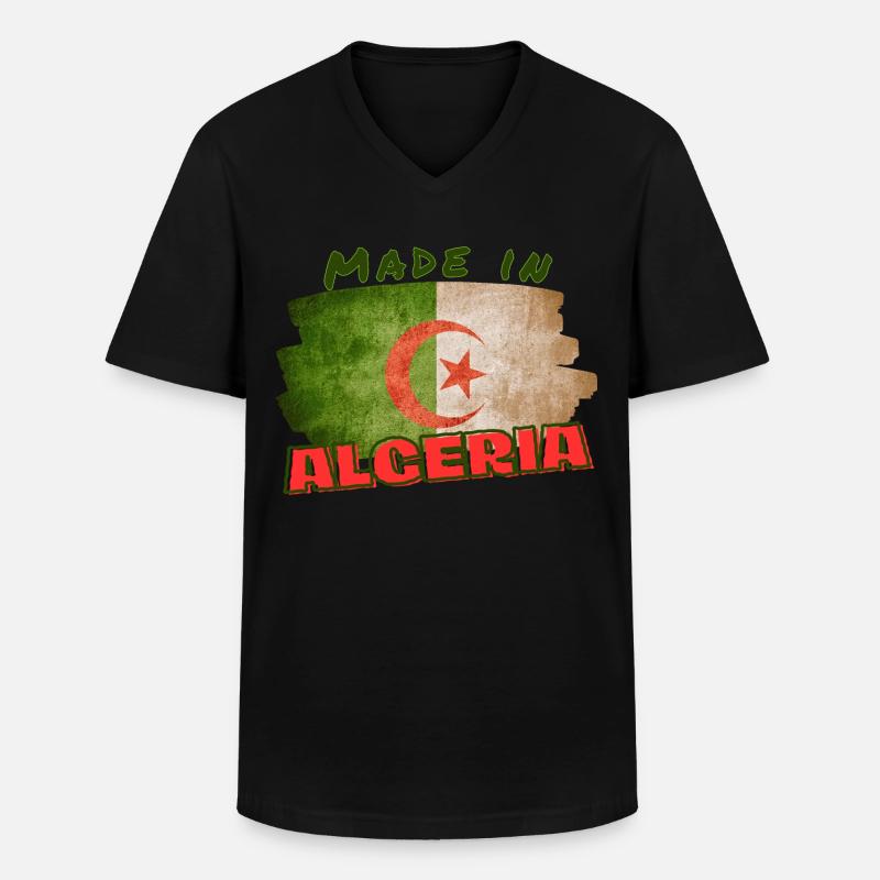 Hergestellt in Algerien - Männer-T-Shirt mit V-Ausschnitt - Schwarz