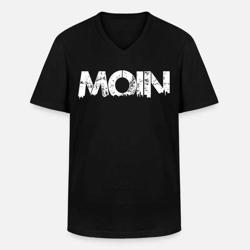 MOIN w - Männer-T-Shirt mit V-Ausschnitt - Schwarz