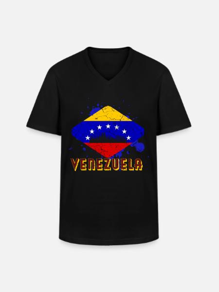 Venezuela Flag - Men's V-Neck T-Shirt - black