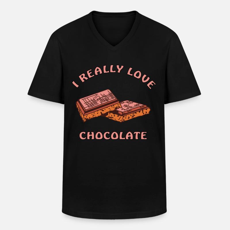 ich liebe Schokolade - Männer-T-Shirt mit V-Ausschnitt - Schwarz