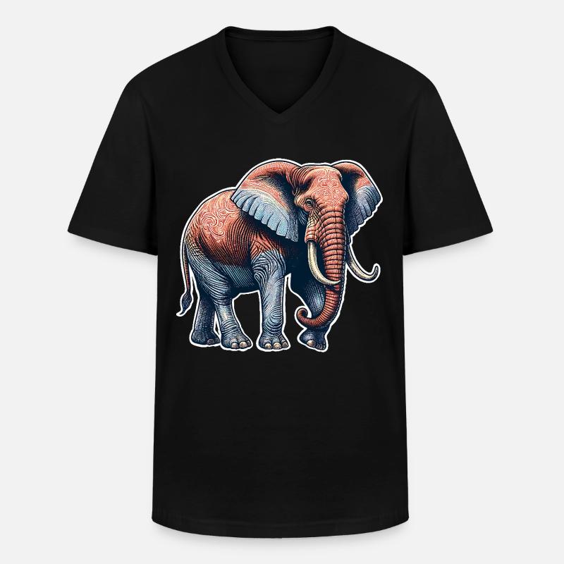 Elefant - Männer-T-Shirt mit V-Ausschnitt - Schwarz