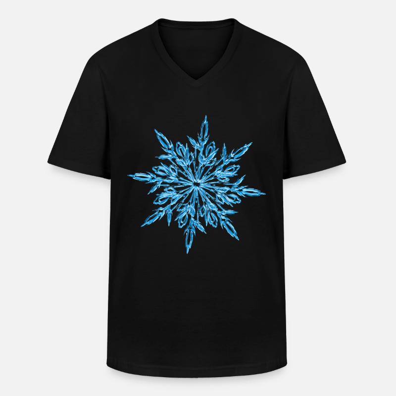 Schneeflocke Eiskristall Winter - Männer-T-Shirt mit V-Ausschnitt - Schwarz