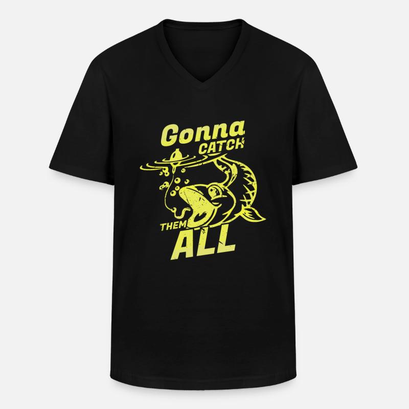 Fischen - Männer-T-Shirt mit V-Ausschnitt - Schwarz