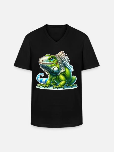 Iguana - Men's V-Neck T-Shirt - black