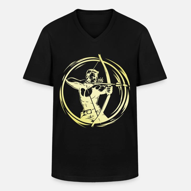 Bogenschießen Mann - Männer-T-Shirt mit V-Ausschnitt - Schwarz