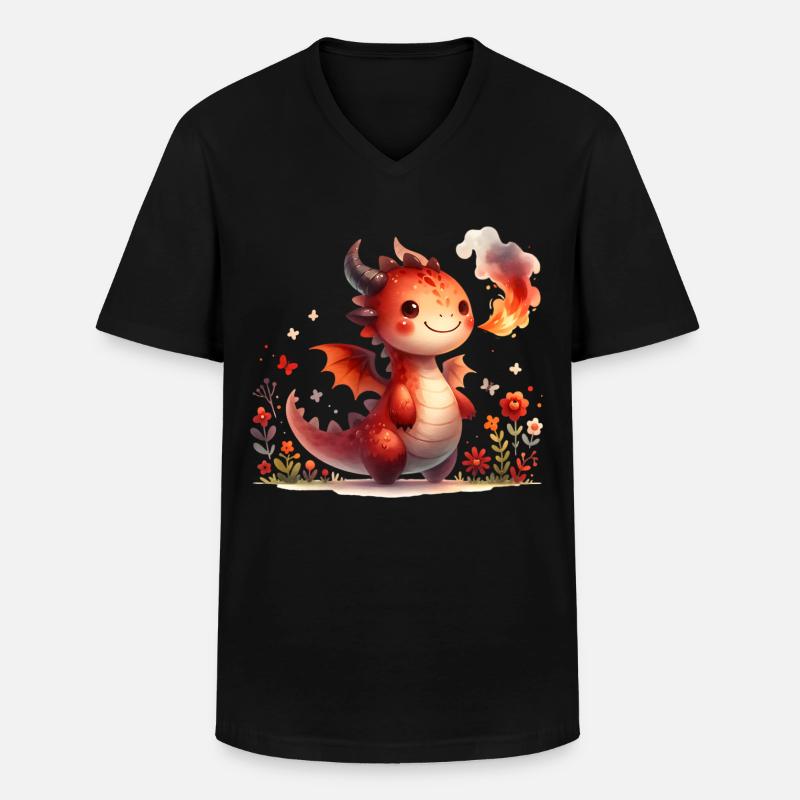 Drache - Männer-T-Shirt mit V-Ausschnitt - Schwarz