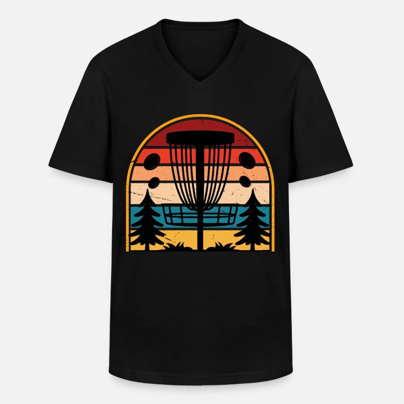 Disc Golf - Männer-T-Shirt mit V-Ausschnitt - Schwarz