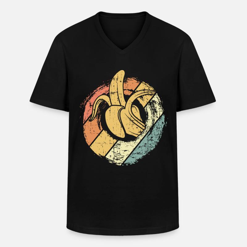 Banane - Männer-T-Shirt mit V-Ausschnitt - Schwarz
