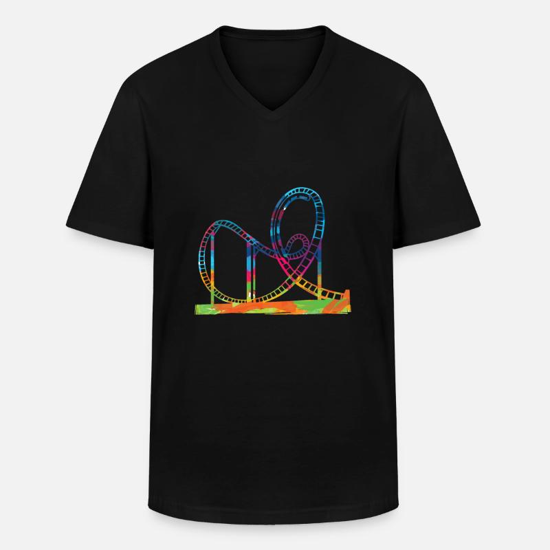 Achterbahn Geschenkidee Freizeitparks Schausteller - Männer-T-Shirt mit V-Ausschnitt - Schwarz