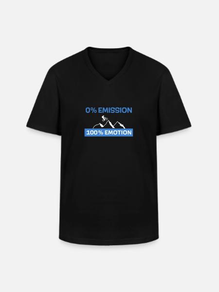 0% emission 100% emotion - Men's V-Neck T-Shirt - black