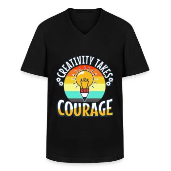 Creativity Takes Courage - Männer-T-Shirt mit V-Ausschnitt - Schwarz - Vorne - AI Model Male 178 dark (178cm)